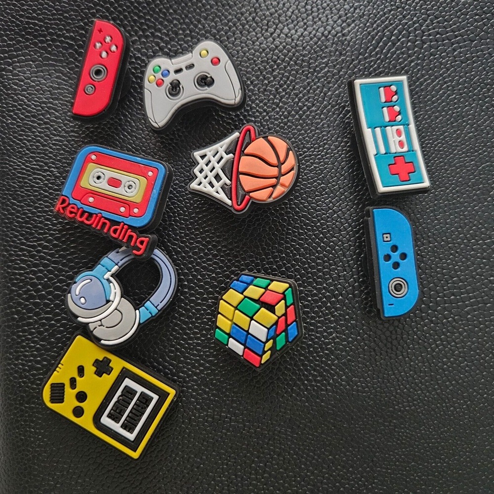 9pc Retro Gaming Shoe Charms Set Video Game Console Controller 90s Nostalgia PVC